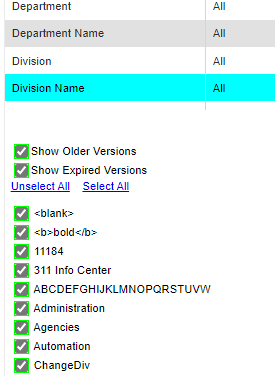 Checkbox Filters