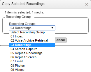 Move Recording Group / Copy to Recording Group